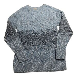 LL Bean Blue Ombre Honeycomb Knit Cotton Sweater XS